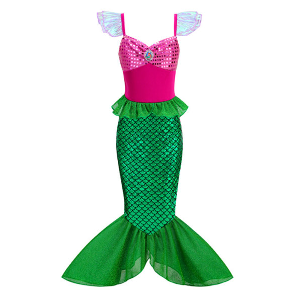 Lille Pige Havfrue Kostume Prinsesse Klæd Ud Leg Halloween Cosplay Outfit Green 150