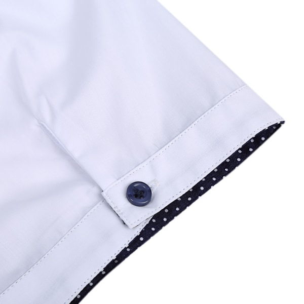 Herrskjorta Kortärmad Casual Skjorta med Ficka white M