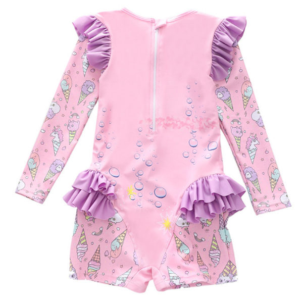 Jente-badeantrekk med lang erme, mermaid-design og rynker, UV-beskyttelse Color 2 4XL
