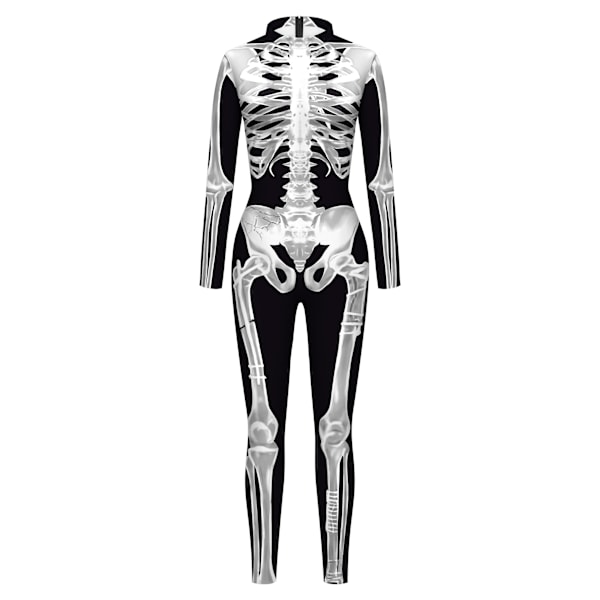 Mænd Halloween Skelet Jumpsuit, 3D Skull Cosplay Kostume XL