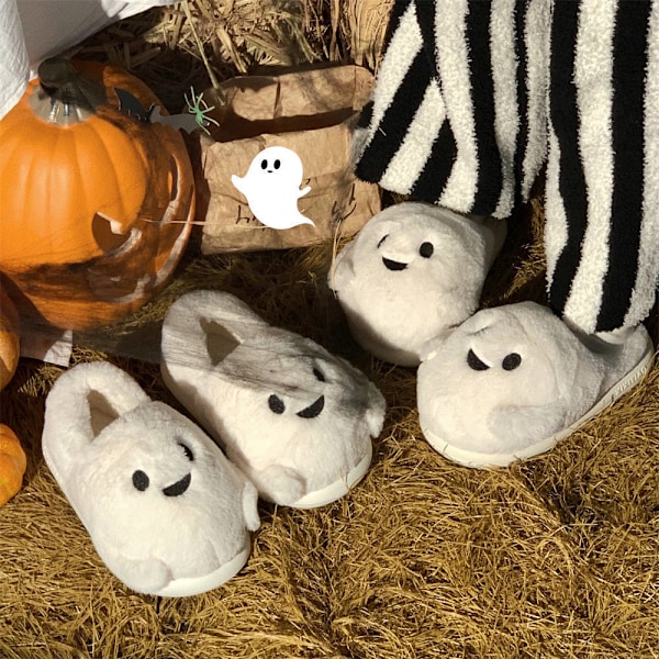 Halloween-tofflor för kvinnor med spöke och fladdermusdesign 40-41