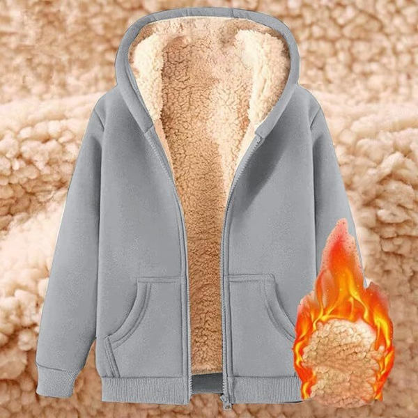 Vinterjacka Dam Fleecejacka med Huva grey 4XL