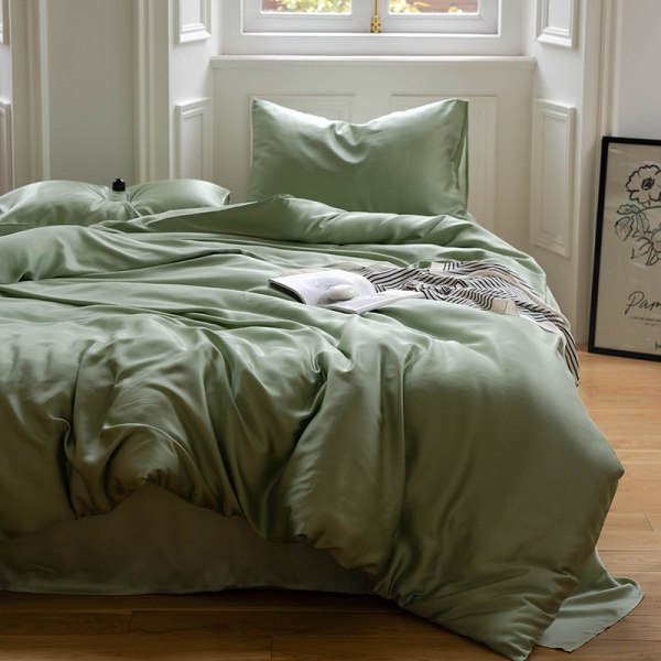 Satin Silkesmjukt täcke Lyxigt Supermjukt Sängkläder i mikrofiber Set cover White 1.5m(200*230cm)