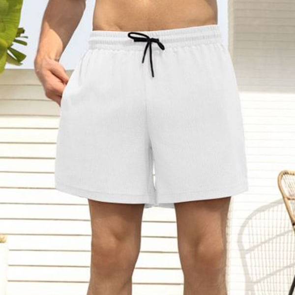 Herre 2-i-1 Løpeshorts Atletiske Shorts med Fôr white S