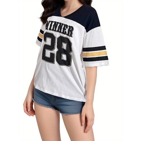 Dam American 28 Fotboll Oversize T-Shirt Topp black L