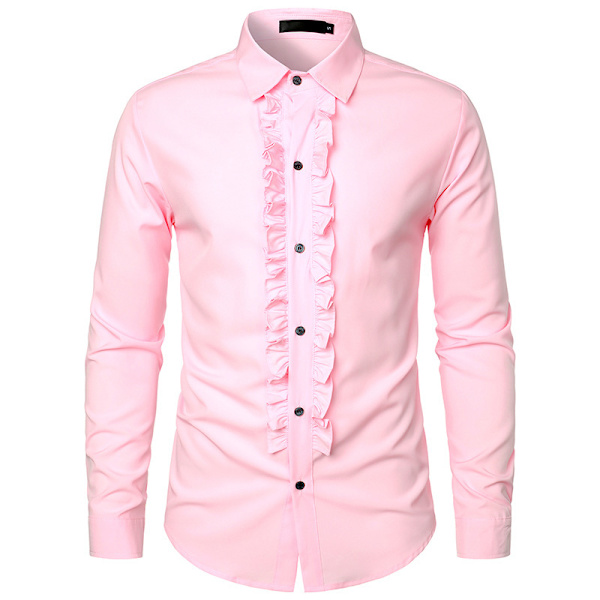 Miesten Tuxedo-paidat Slim Fit Rypytetty Hää- ja Illallinen Yläosat pink XL