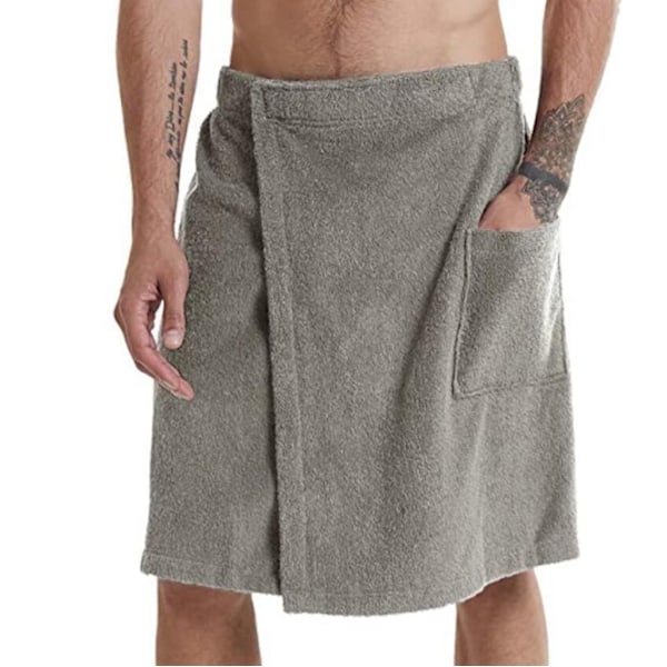 Mænds Badekåbe i Bomuld med Justerbar Lukning - Bruse- og Badewrap Grey L