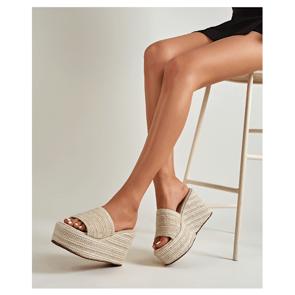 Plattform Slip on Espadrille Sandaler apricot 41