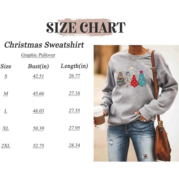 Dam jultröjor i fleecetröjor Långärmade fuzzy sweatshirts Gray#2 M