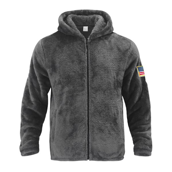 Miesten Talvivillahuppari Vetoketjullinen Paita Lämmin Takki grey M