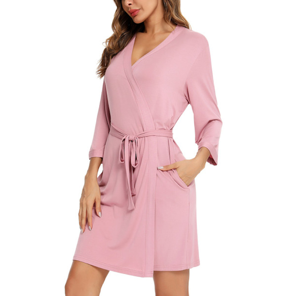 Kvinnors korta kimono-rock med fickor Pink M