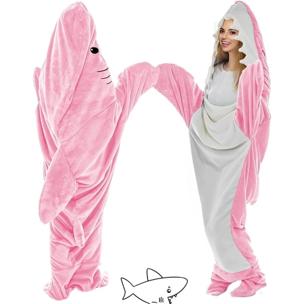Shark Blanket Hoodie Vuxen, Shark Blanket Super Soft Mysig Flanell Hoodie pink 2XL