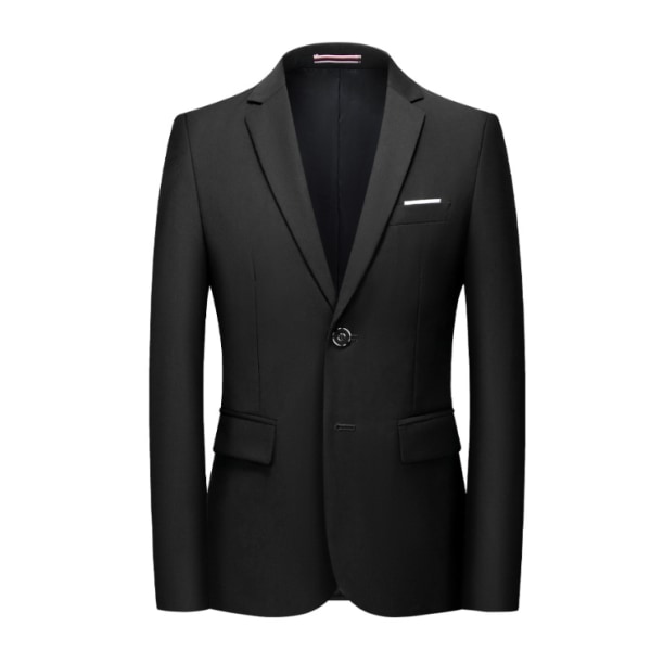 Herrejakkesæt Regular Fit Mænd En-Knaps Blazer Bukser Sæt til Mænd Bryllup Forretning Formelle Sæt Black 2XL