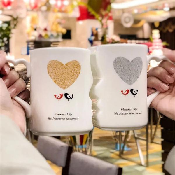 2 stk Valentinsdaggave - Keramiske Par Kyss Kopper Mr og Miss Par Kopper Style 2
