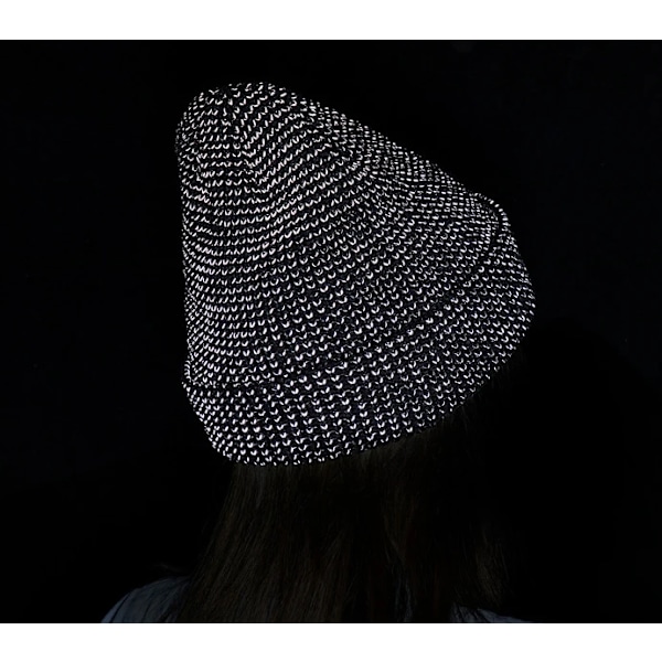 Reflekterande Stickade Mössor Hög Synlighet Vinter Varma Hattar Kvinnor Män Bonnet black