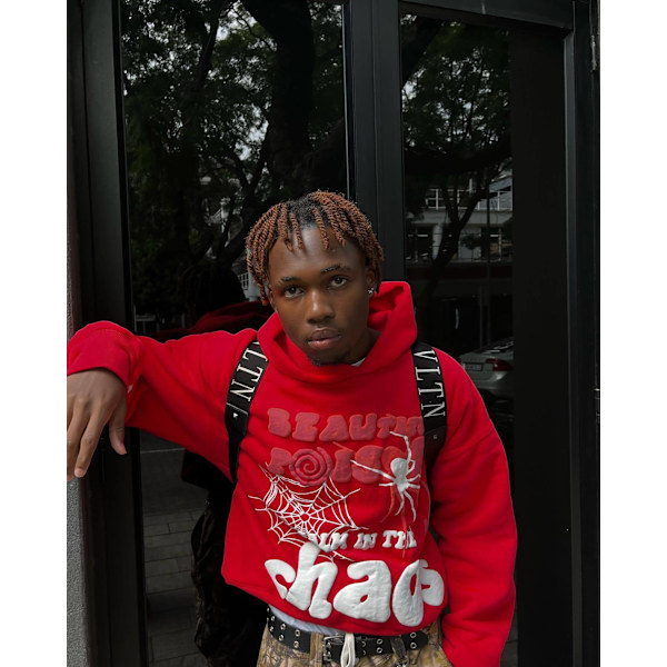 Mænd Y2k Edderkop Mønster Grafisk Vintage Hoodie red M