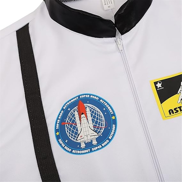 Herkostym för vuxna män, astronaut, rymdfarare, pilot, jumpsuit, festklädsel white 170