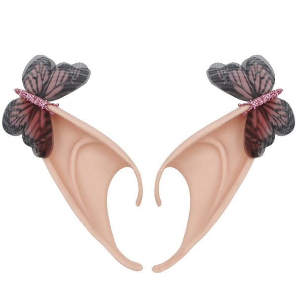 Elf Øremanchetter Ikke Pierced Butterfly Øreclips Wraps til Halloween Cosplay Tilbehør black
