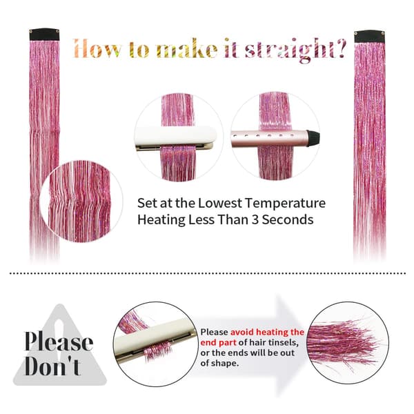 Clip-in Tinsel Hårextensions til Børn, Glitter Hårextensionsklips