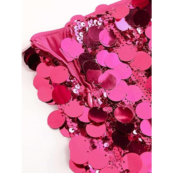Kvinnors Sekvens Kjolar, Glittrande Stretchig Bodycon Mini Festkjol pink L