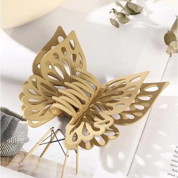 Store Butterfly Hårklemmer For Kvinner Klø-Klipp Hodeplagg Hårklipp khaki