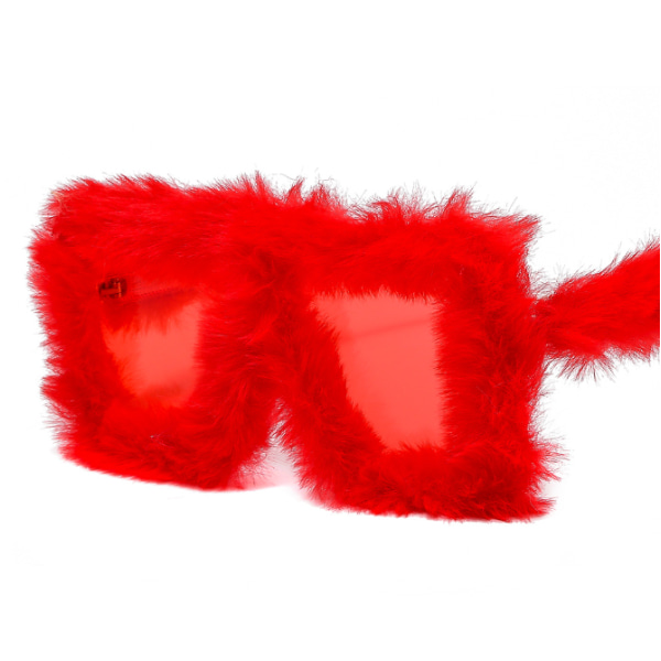 Dam Fuzzy Square Cat Eye Solglasögon Party Maskerad Disco Glasögon Red