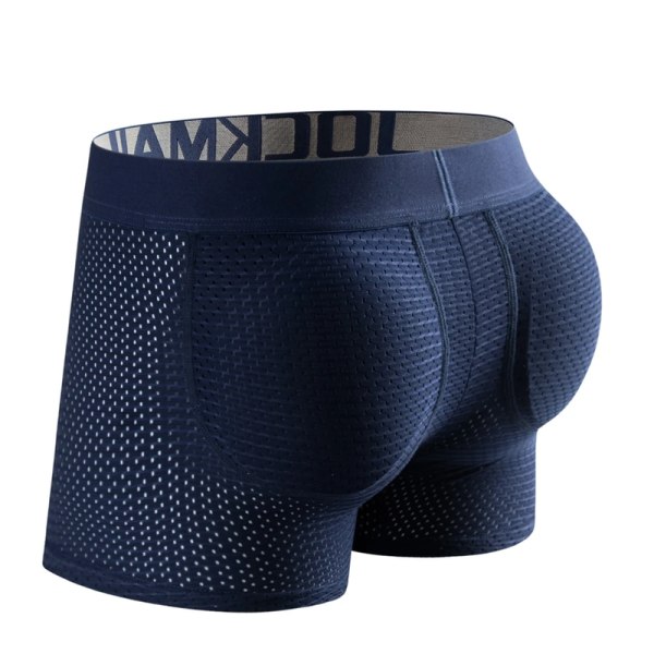 Herreundertøy Boxer Mesh Herre Polstret Underbukse med Hofteputer Dark Blue M