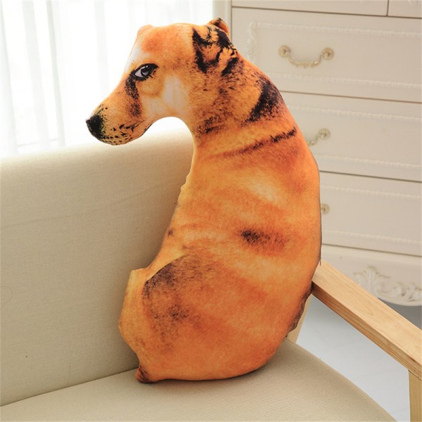 3D Kastkudde för hund 3D-simulering Plysch stoppad djurkudde Kuddeleksak för barn Yellow Dog 45-50cm