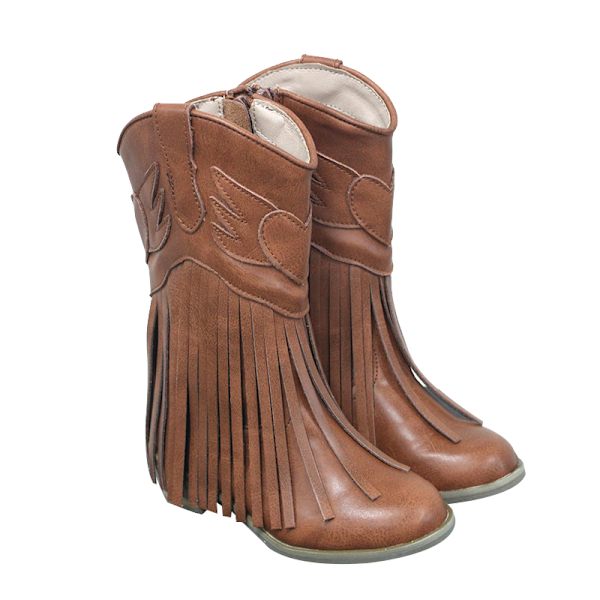 Cowgirl-tyyliset nahkasaappaat pienille tytöille talveksi brown sizse10