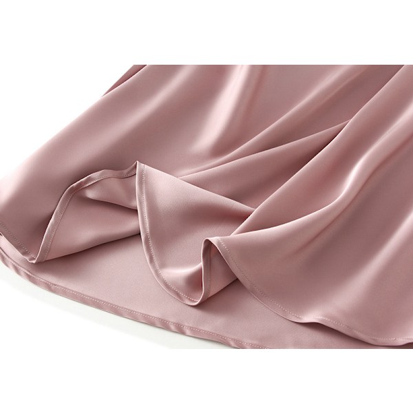 2 st Kvinnors Satinskjort, Hög Midja, Långa Kjolar för Kvinnor pink L