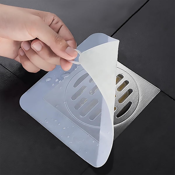 Gulvavløpsmatte i silikon, luktdempende, med silikagel-avløpsplugger white 15*15cm