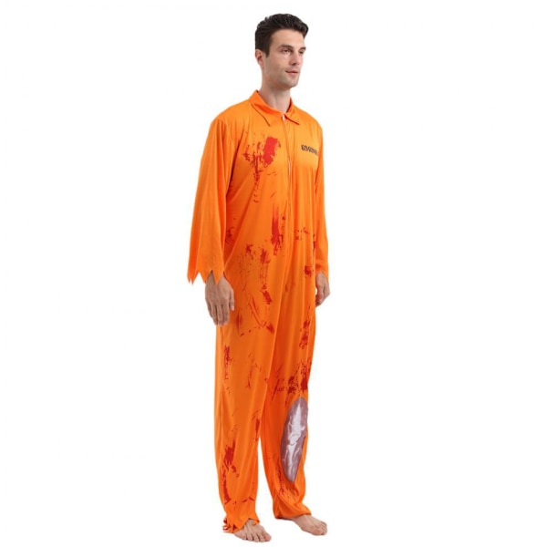 Mardi Gras Cosplay Man Kostym Fångekostym Jumpsuit L