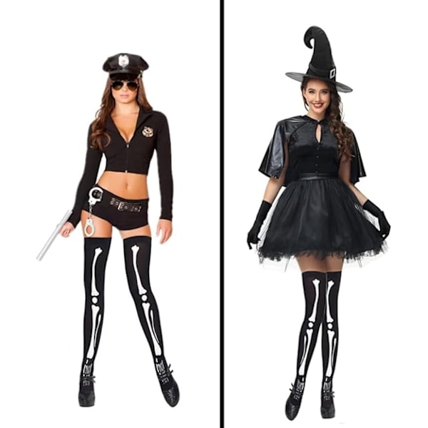 Halloween-Hodeskaller Hansker Strømper For Fest Cosplay Kostyme Gløder I Mørket Ordinary skeleton gloves+socks