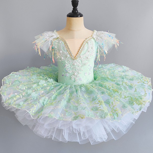 Balett Tutu Professionell Balletklänning för Flickor och Vuxna green 160