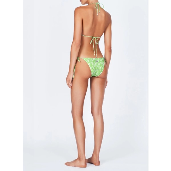 Bikini for kvinner med trekant-topp, knyting, smock og rynker - Todelt badeantrekk green L