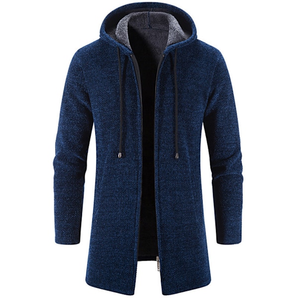 Mænds Behagelig Ensfarvet Lynlås Strikket Cardigan dark blue XL