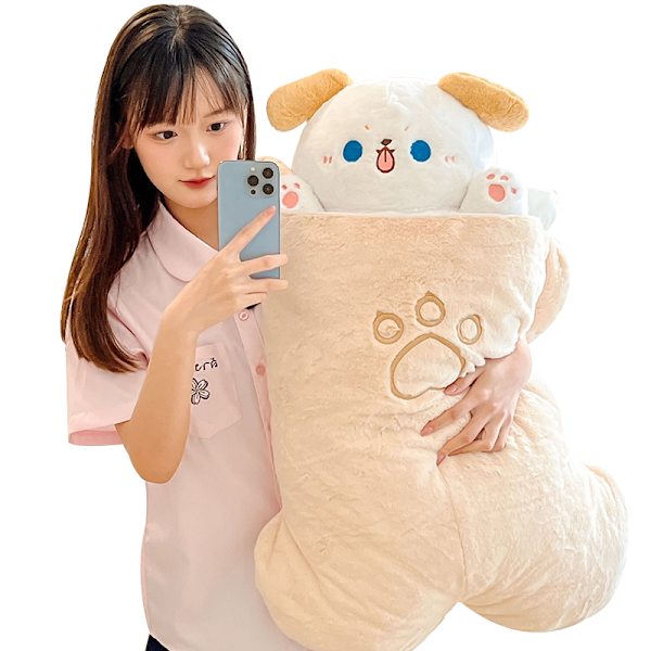 Plushleksak med katt, kanin som gömmer sig i morot, hund i stora ben, Ferry Animals Plushie dog