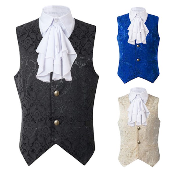 Paisleyvästar för män Viktoriansk Steampunk Gotisk Kostymväst black M
