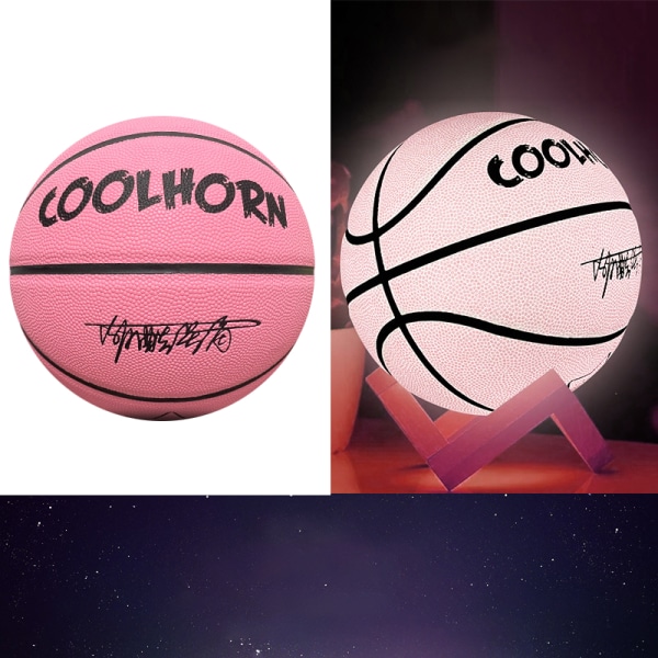 Glow in The Dark basket för tonåring pojke, glödande basket Pink