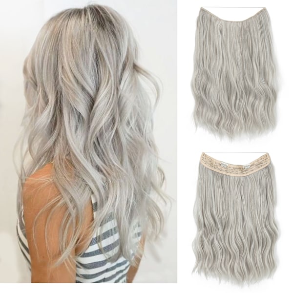 Mix Brown Wire Hair Extensions Human Hair Clip in Hair Extensions Dark Brown silver 24INCH