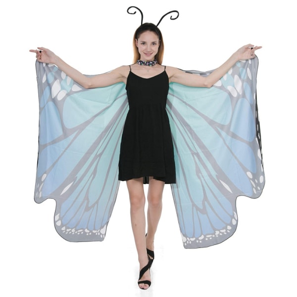 Butterfly Wing Cape Sjal med spetsmask och pannband color8