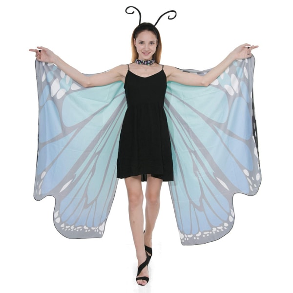 Butterfly Wing Cape Sjal med spetsmask och pannband color9