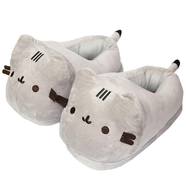 Myke Katt-Topplapper for Kvinner, Plysj Varme Slip-on Topplapper Smiles