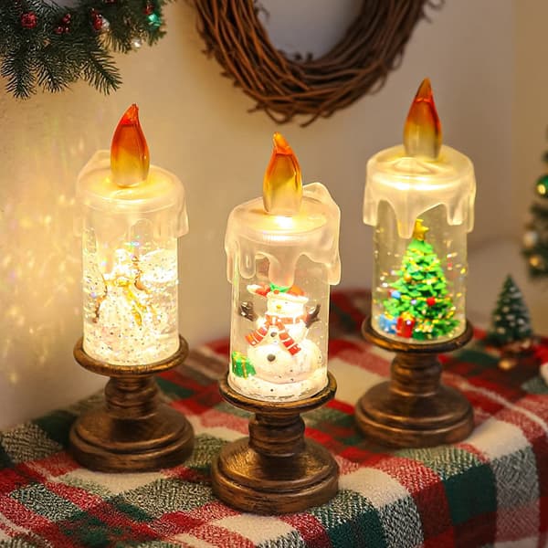 Juletre Snøkule Lys 4 Design Snøfnugg Dekorlampe style3