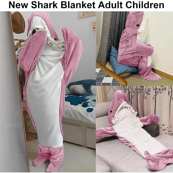 Shark Blanket Hoodie Vuxen, Shark Blanket Super Soft Mysig Flanell Hoodie pink 2XL