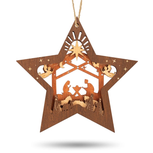 Julkrubba prydnader, jul trä hängande prydnad för julgran #2