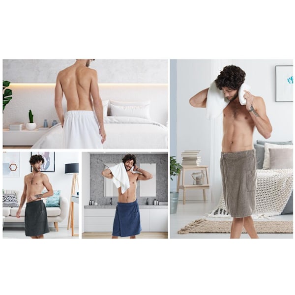 Mænds Badekåbe i Bomuld med Justerbar Lukning - Bruse- og Badewrap White XL