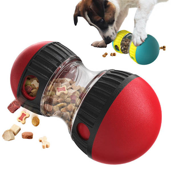 Hunde-puslespill sakte mater leketøy, godbitdispenserende hundleker, godbitberikende tyggeleker for hunder Red