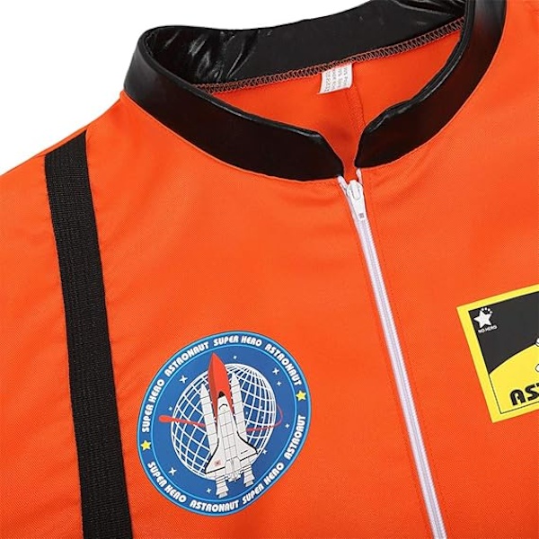 Herkostym för vuxna män, astronaut, rymdfarare, pilot, jumpsuit, festklädsel orange 140