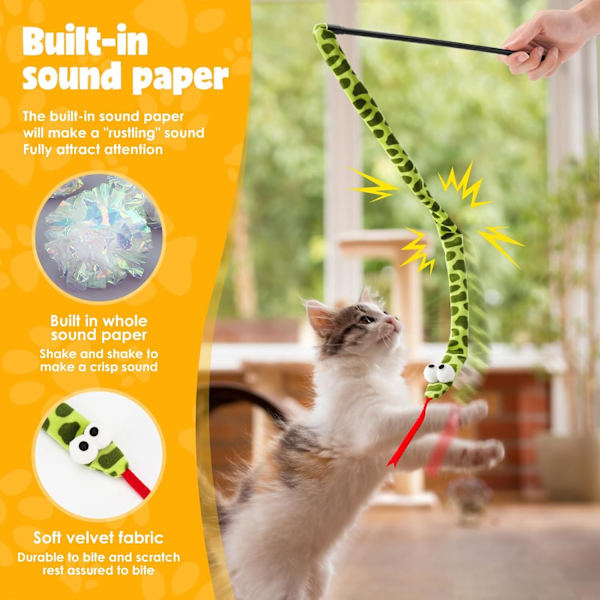 Katt Teaser Wand Leke for Katter, Mesh Slange & Knytte Plysj Kattunge Wand Interaktive Leke